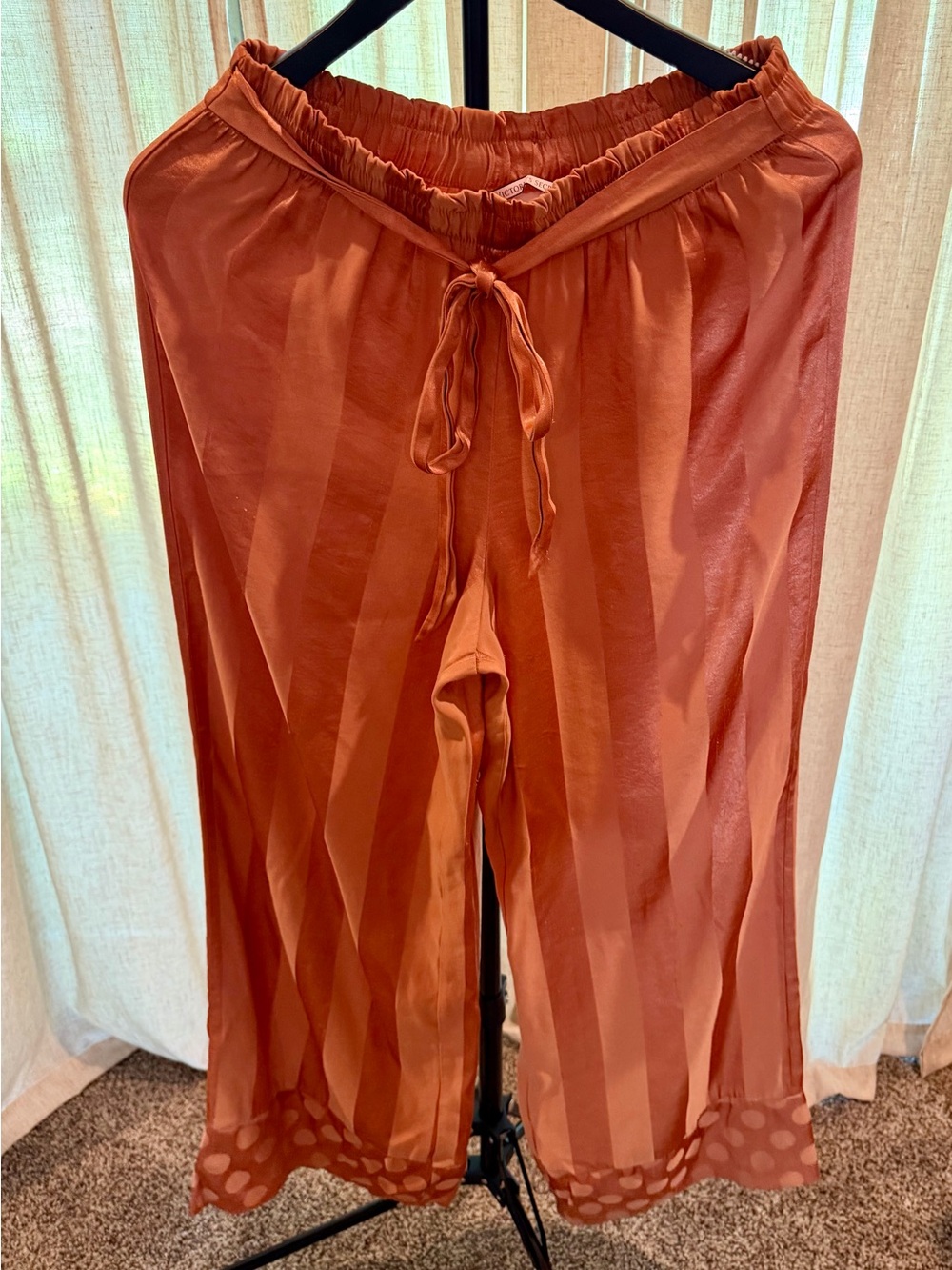 Victoria's Secret Rust-Orange Satin Pajama Pants